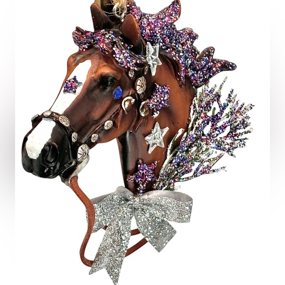 Holiday Horses: “Liberty” design. Decorated Christmas/holiday horse ornament - Picture 3 of 13